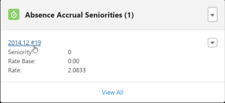 Screenshot: Selecting a seniority from the Absence Accrual Seniorities related list