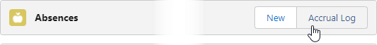 Screenshot: Selecting the Accrual Log button from the Absences Related list on an Employment Record