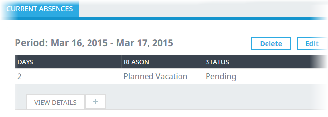 Screenshot: A future absence with the Delete button