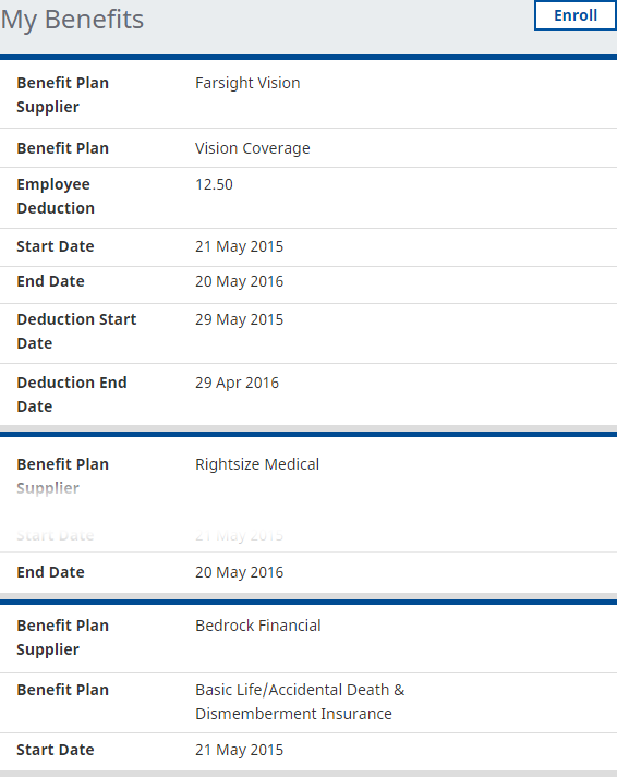 Screenshot: Detail view of the Benefits process