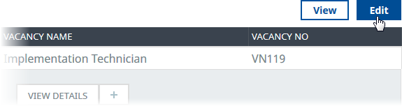 Screenshot: Selecting the Edit button next to a Vacancy