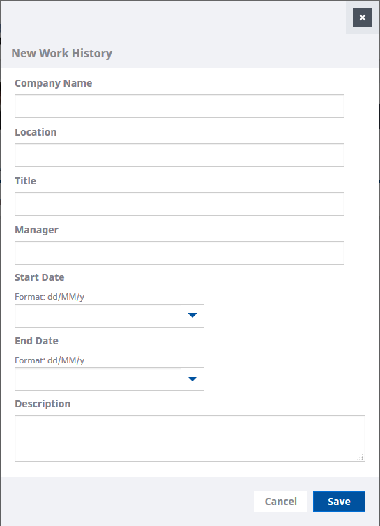 Screenshot: New Work History view