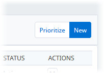 Screenshot: Prioritize and New buttons for bank accounts
