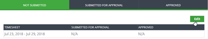 Screenshot: Edit button for a timesheet