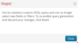 Screenshot: Warning when you create a custom SOQL query