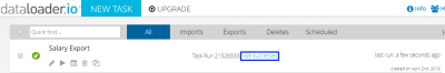 Screenshot: Successes link to download the exported CSV file