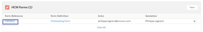Screenshot: Selecting the name of a form