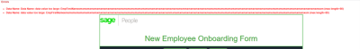 Screenshot: Detailed submission error for a form