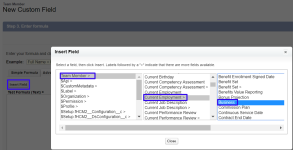 Screenshot: Selecting a field from a related object