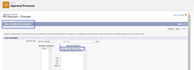 Screenshot: HR Requests - Change Step 6