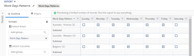 Screenshot: Work Days Patterns report